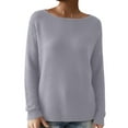 thumbnail image 1 of Arlun,Casual Long Sleeve Tshirts for Women 2025 Ribbed Knit Crewneck Loose Fit Comfortable Soft Basic Tee Shirts Plus Size Color Pure Tops for Autumn Winter Grey L, 1 of 4