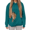 thumbnail image 1 of Arlun Cat Pouch Hoodies for Women with Big Front Pocket for Dog Pouch Sweatshirts Loose Fit Soft Comfortable Solid Color Long Sleeve Pet Carrier Pullover Tops Dark Green S, 1 of 6