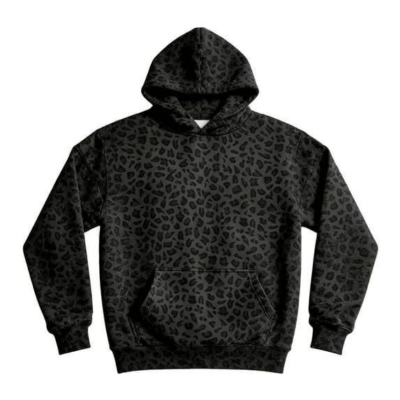 Arlun Cheetah Print Hoodies Y2k Leopard Printed Oversized Drop Shoulder Long Sleeve Hooded Sweatshirts Vintage Streetwear Loose Fit Comfortable Stylish Pullover Tops Black L