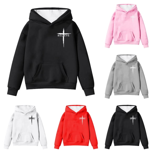 Arlun Christian Hoodies For Girls Christian Cross Graphic Hooded Sweatshirts Long Sleeve Baggy Soft Comfortable Pullover Tops With Pockets Grey 8-9 Years