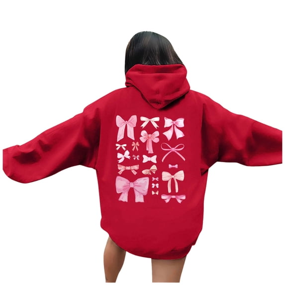 Arlun Christian Hoodies for Women Bible Verse Jesus Loves You Graphic Letter Printed Oversized Y2k Long Sleeve Hooded Drawstring Sweatshirts with Pockets Red4 XL