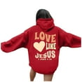 thumbnail image 1 of Arlun Christian Hoodies for Women Bible Verse Jesus Loves You Graphic Letter Printed Oversized Y2k Long Sleeve Hooded Drawstring Sweatshirts with Pockets 2 XXL, 1 of 6