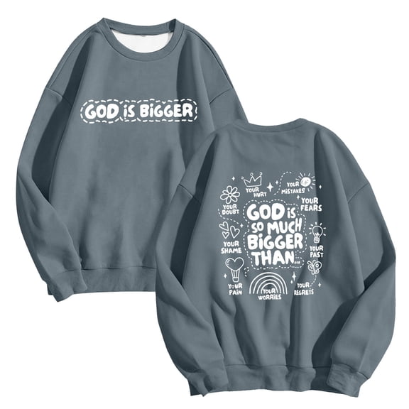 Arlun Christian Sweatshirts for Women Jesus God Faith Letter Printed Thin Sweatshirts Inspirational Religious Graphic Hoodless Loose Comfy Long Sleeve Crewneck Pullover Tops Dark Gray XL