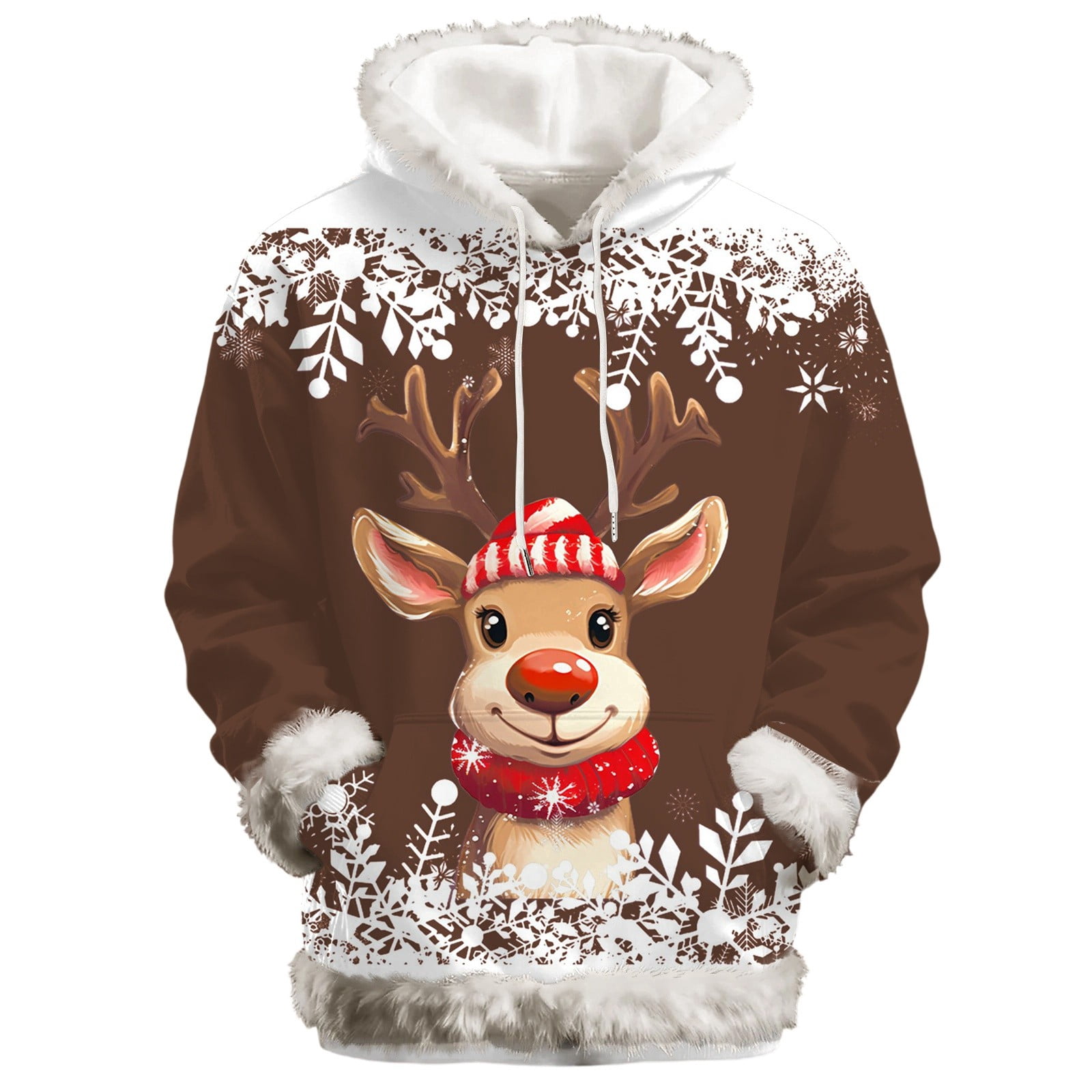 Festive Red Snowflake Design Hoodie – Cozy Xmas Holiday Sweatshirt for Women main image 0