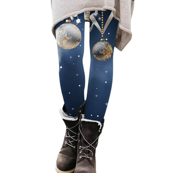 Arlun Christmas High Waisted Leggings for Women Snowman Snowflake Xmas Printed Stretch Yoga Pants No See Through Tummy Control Casual Soft Comfort Workout Tights Blue5 L