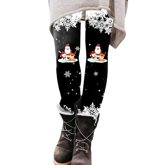 Arlun Christmas High Waisted Leggings for Women Snowman Snowflake Xmas Printed Stretch Yoga Pants No See Through Tummy Control Casual Soft Comfort Workout Tights Black3 S