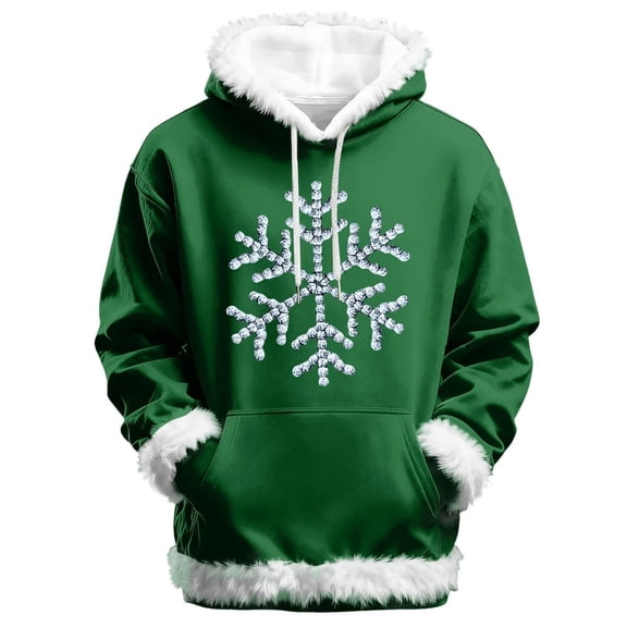 Arlun Christmas Hoodies for Men Women Xmas Cute Graphic White Fuzzy Trim Soft Comfy Sweatshirts Unisex Relaxed Fit Long Sleeve Hooded Pullover Tops 2025 12-Green XXXXXXL
