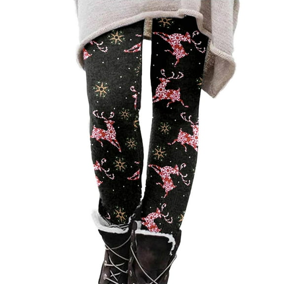 Arlun Christmas Leggings for Women 2025 Xmas Fashion Full Print Elastic High Waist Casual Pants Soft Comfy Ankle Seasonal Printed Leggings Black5 M
