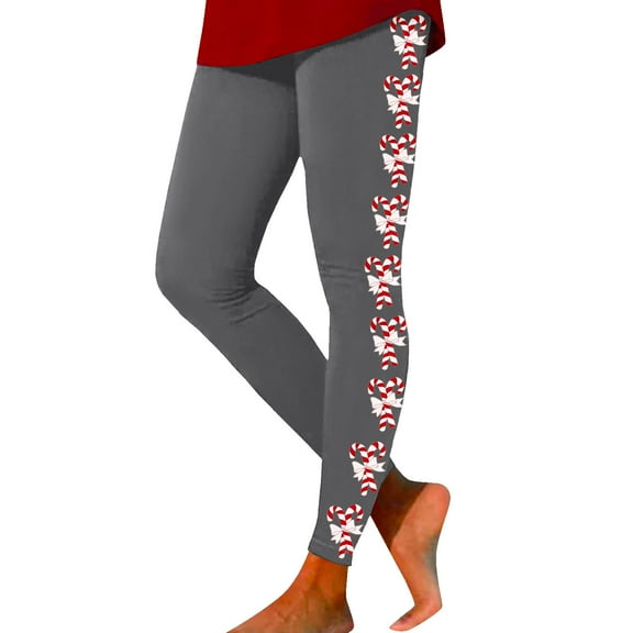 Arlun Christmas Leggings for Women High Waist Stretchy Christmas Graphic Print Workout Leggings Soft Lightweight Comfortable Casual Tight Pants Xmas Themed Leggings Grey L
