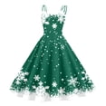 thumbnail image 1 of Arlun Christmas Strappy Dresses for Women 1950s Retro Vintage Outfits Xmas Sleeveless Spaghetti Strap Snow Printed A-Line Flare Midi Dress 2025 Fashion Slim Clothes Green L, 1 of 3