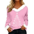 thumbnail image 1 of Arlun Christmas Sweaters for Women Trim V Neck Sweatshirts Fashion Christmas Tree Graphic Printed Tops Long Sleeve Loose Soft Comfort Xmas Holiday Pullovers Pink S, 1 of 4