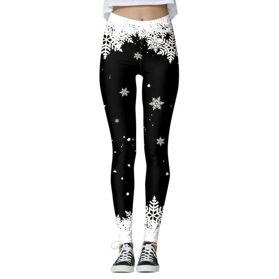 Arlun Christmas Workout Leggings for Women Snowman Snowflake Full Printed High Waisted Casual Leggings Workout Gym Sports Soft Comfort Stretch Yoga Pants Black2 M