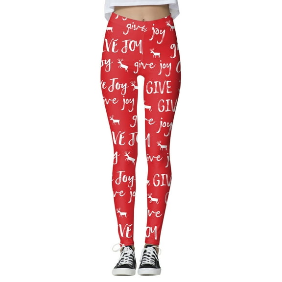 Arlun Christmas Workout Leggings for Women Snowman Snowflake Full Printed High Waisted Casual Leggings Workout Gym Sports Soft Comfort Stretch Yoga Pants Red2 M