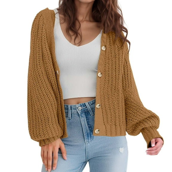 Arlun Cardigan Sweaters for Women Fall Knit Opent Front Long Sleeve Button down Loose Cardigans Outwear Soft Comfy Warm 2025 Fashion Light Winter Coats Yellow L