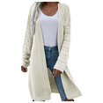 thumbnail image 1 of Arlun Cardigans Sweaters for Women Long Cable Knit Open Front Outerwear 2025 Trendy Loose Fit Comfort Pure Long Sleeve Warm Cardigan Coats Fall Winter New Clothes Beige One Size, 1 of 5
