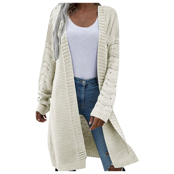 Arlun Cardigans Sweaters for Women Long Cable Knit Open Front Outerwear 2025 Trendy Loose Fit Comfort Pure Long Sleeve Warm Cardigan Coats Fall Winter New Clothes Beige One Size