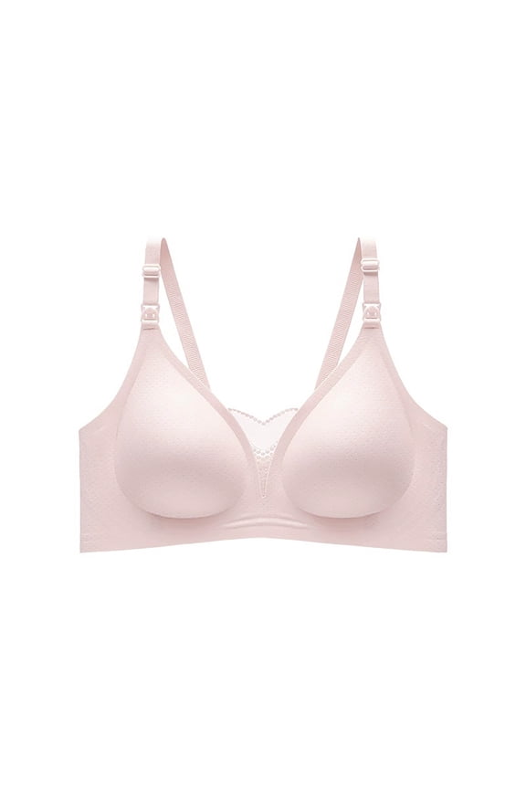 ,Comfort Breathable Nursing Bras No Underwire Push up Bra Oversized Mesh Lace V Thin Cup Seamless Smooth Soft Lightweight Bras Soft Support Full Coverage Bra Pink XXL