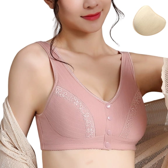 Arlun,Comfortable Wireless Prosthesis(Left) Bras for Post Support Front Closure Design Soft Comfy Ideal for Everyday Wear Versatile and Stylish Option for Women Pink 36