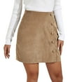 thumbnail image 1 of Arlun Corduroy Mini Skirts for Women 2025 Fall Winter High Waisted Solid Color Pencil Skirt Soft Comfy Bodycon Vintage Elegant Business Casual Short Skirts Beige S, 1 of 1