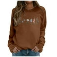 thumbnail image 1 of Arlun Crewneck Sweatshirts Womens Trendy Floral Printed Soft Comfortable Long Sleeve Hoodless Tops 2025 Fall Winter Baggy Drop Shoulder Pullovers Brown XL, 1 of 4
