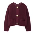 thumbnail image 1 of Arlun Cropped Cardigan Sweaters for Women Trendy Open Front Button down Knit Sweater Coats Long Sleeve Loose Fit Solid Color Cardigan Outerwear with Pockets L, 1 of 5