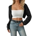 thumbnail image 1 of Arlun Cropped Cardigan Sweaters for Women Shrugs Long Sleeve Knit Open Front Cardigans Outwear Bolero Shrug Slim Fit Casual Solid Color Fall Fashion Thin Coat Black L, 1 of 5