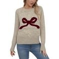 thumbnail image 1 of Arlun Cute Bow Knit Pullover Sweaters for Women Loose Fit Soft Cozy Sweater 2026 Fall Winter Crewneck Long Sleeve Lightweight Tops Fashion Outfits Daily Wear Beige One Size, 1 of 4