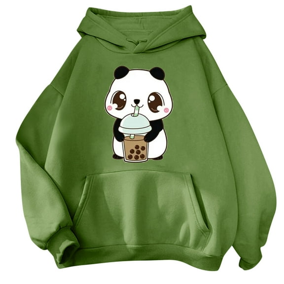 Arlun Cute Hoodies for Women Trendy Funny Animal Graphic Printed Plus Size Sweatshirts Long Sleeve Loose Fit Casual Soft Comfort Drawstring Hooded Pullovers with Pocket Green XXL