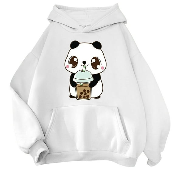 Arlun Cute Hoodies for Women Trendy Funny Animal Graphic Printed Plus Size Sweatshirts Long Sleeve Loose Fit Casual Soft Comfort Drawstring Hooded Pullovers with Pocket White S