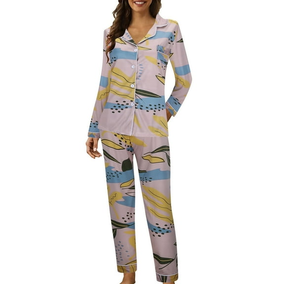 Arlun Cute Pajama Sets for Women Long Sleeve Sleepwear Button down Loungewear Soft 2 Piece Pjs Sets with Pockets Elastic Waisted Long Pants Thin Loose Comfy Pajamas Sets Light Pink XXL