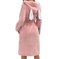 thumbnail image 1 of Arlun Cute Rabbit Ears Hooded Sleepwear Robes for Women Solid Color Loose Fit Fuzzy Wrap Bathrobe Collared Plush Robe with Belt and Pockets Sleepwear Loungewear Pink M, 1 of 4