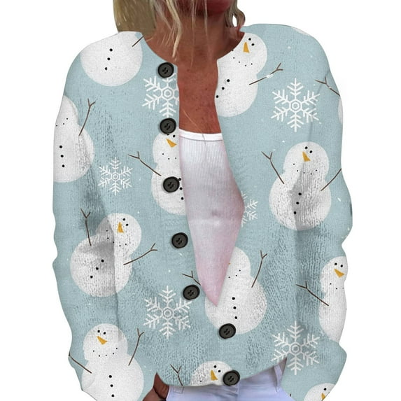 Arlun Cute Snowman Christmas Cardigan Sweaters for Women Funny Fall ...