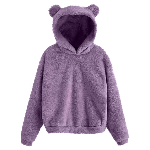 Arlun Cute Teddy Bear Ears Hoodies for Women Trendy Long Sleeve Soft ...