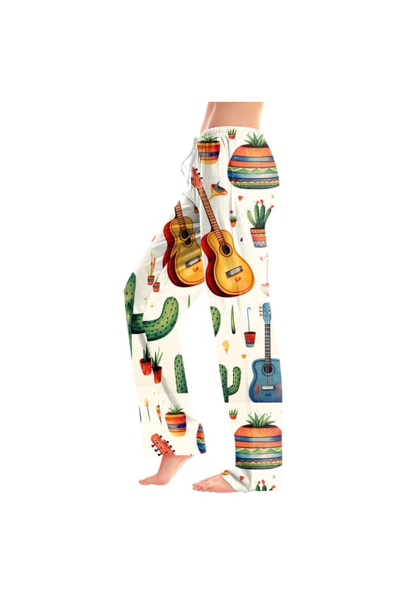 Cute Valentine's Day Graphic Printed Casual Pants for Women Lightweight Soft Comfort Trousers Fashion Heart Patterns Drawstring Elastic Waist Straight Leg Loungewear 5-Yellow XXL