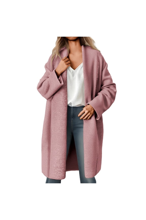 Elegant Long Cardigan Sweaters for Women European Style Open Front Oversized Slouchy Knit Fall Trendy Cardigans Coat Solid Color Lapel Long Sleeve Loose Outwear 2025 Red S