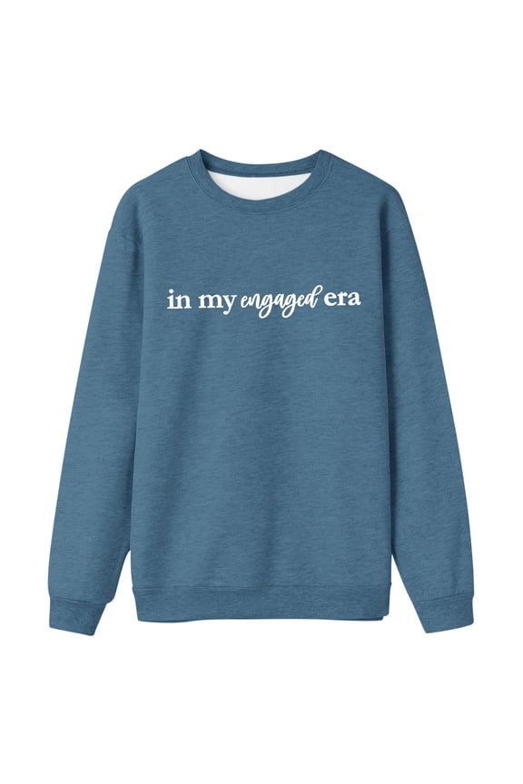 In My Engaged Era Sweatshirts 2025 Crewneck Long Sleeve Fiance Sweatshirts Soft Simple Loose Comfortable Bride Engagement Gifts for Newly Engaged Navy XL