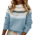 thumbnail image 1 of Arlun Fair Isle Sweaters for Women Slouchy Knit Sweater Winter Fashion Cable Weaving Long Sleeve Comfortable Warm Pullover Tops 2026 Blue XXXXXL, 1 of 8