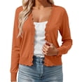 thumbnail image 1 of Arlun Fall Cardigans for Women Lightweight Knit Open Front Solid Color Sweater Tops Long Sleeve Button down Scalloped V-Neck Cropped Cardigan Casual Teacher Outfits, 1 of 4