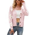 thumbnail image 1 of Arlun Fall Cute Daisy Jacquard Knit Cardigan Sweater for Women Button up Long Sleeve Cardigans Coat Floral Knitted Long Sleeve Open Front Outwear Y2k Slouchy Thin Sweaters Pink M, 1 of 5
