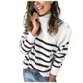 thumbnail image 1 of Arlun Fall Sweaters for Women 2025 Striped Turtleneck Ribbed Knit Sweater Trendy Long Sleeve Loose Pullover Jumper Winter Warm Soft Comfort Fashion Clothing White XL, 1 of 6