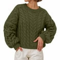 thumbnail image 1 of Arlun Fall Winter Cable Knit Sweaters for Women 2026 Trendy Oversized Crewneck Pullover Sweater Long Sleeve Solid Color Casual Loose Fit Comfy Outwear Tops 2026 Army Green L, 1 of 4