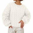 thumbnail image 1 of Arlun Fall Winter Cable Knit Sweaters for Women 2026 Trendy Oversized Crewneck Pullover Sweater Long Sleeve Solid Color Casual Loose Fit Comfy Outwear Tops 2026 White XL, 1 of 3