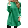 thumbnail image 1 of Arlun Fall Winter Fleece Lined Warm Sweatshirts For Women Casual Solid Color Raglan Long Sleeve Crewneck Pullover Tops Soft Comfy Outside Wear Hoodless Outfits Green M, 1 of 8