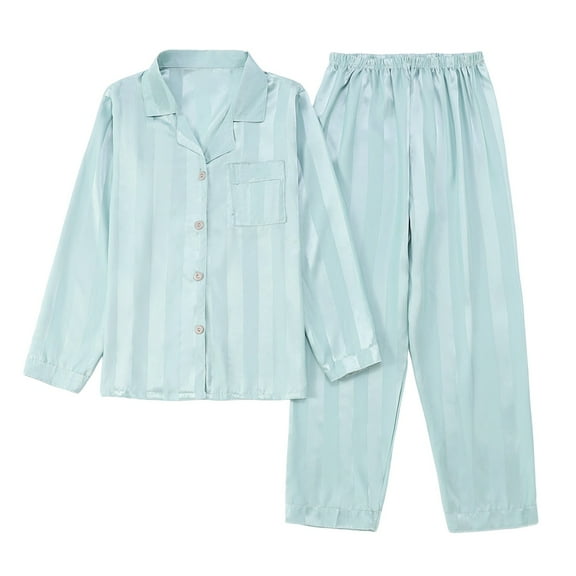 Arlun Fall Winter Lightweight Pajamas For Women Set 2025 Fashion Stripe/Plaid/Ink Painting/Heart/Floral Printed Pjs Sets Lapel Button Down Long Sleeve Trousers Thin Soft Comfy Loungewear Green2 XXL