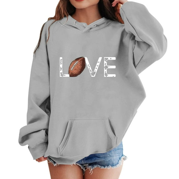 Arlun Fashion Heart Graphic Hoodies for Teen Girls Soft Comfy Long Sleeve Cute Sweatshirts Kids Casual Baggy Drawstring Long Sleeve Fall Winter Hooded Pullover Tops Grey2 3-4Years