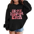 thumbnail image 1 of Arlun Fashion Letter Printed Loose Hoodies for Teen Girls Soft Comfy Drawstring Cute Sweatshirts Kids Casual Baggy Long Sleeve Basic Hooded Pullover Tops with Pocket Black2 5-6Years, 1 of 3