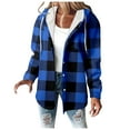 thumbnail image 1 of Arlun Flannel Jackets for Women Trendy Lined Button down Plaid Shacket Long Sleeve Hooded Jackets Loose Fit Comfortable Warm Oversized 2025 Fashion Fall Winter Coats Blue XXXL, 1 of 5