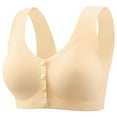 thumbnail image 1 of Arlun Front Buckle Bras For Older Womens Comfortable Convenient Lifting Supportive Full Coverage Bralettes Nopadding Soft Lightweight Jacquard Vest Type Bras Beige XL, 1 of 8