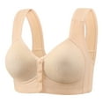 thumbnail image 1 of Arlun,Front Button Closure Bras for Older Women Senior Wireless Front Snap Lightly Bras 2025 Full Coverage Thin Cups Breathable Push up Bras No Underwire Tank Top Style Bra Beige 46, 1 of 7