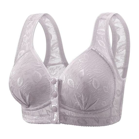 Arlun,Front Button Closure Bras for Women Plus Size No Underwire Push up Thin Comfort Bralettes Wireless Full Coverage Lace Breathable Everyday Bra Light Purple S